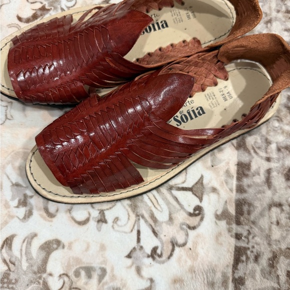Sofia artesanal handmade in Mexico by artisan women all leather sandals in Sz 8 - Picture 1 of 6